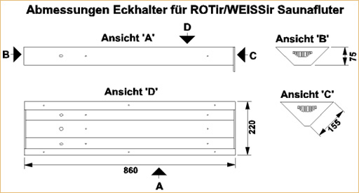 Eckmodul mit den sichtbaren Anschraub- und Kabelöffnungen